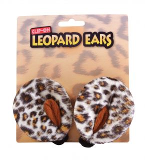 Clip on Leopard Print Furry Ears Animal Big Cat Fancy Dress Accessory