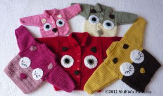 Baby Child Owl Cardigan Crochet Pattern 5 Sizes 214 by Shifio's Patterns