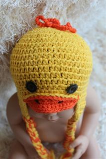 New Cute Handmade Cotton Knit Crochet Yellow Duck Baby Hat Newborn Photo Prop