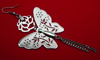 Fashion Sexy Black Tone Carved Butterfly Dangle Chandelier Earrings Charm E45