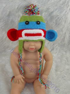 Newborn Baby Boy Girl Monkey Crochet Knit Hat Cap Photography Photo Prop K14