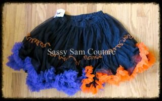 Oopsy Daisy Baby Purple Black Orange Tulle Petite Pettiskirt Skirt 10 12 14
