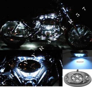 1 PC White LED Chrome Modules Motorcycle Chopper Frame Neon Glow Lights Pods Kit