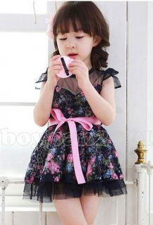 New Kids Toddlers Girls Party Princess Flower Lace Sleeveless sz2 8Y Tutu Dress