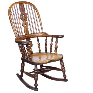 Antique Elm Yew Windsor Lancashire Rocker Rocking Chair on PopScreen