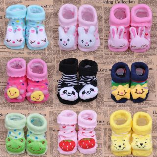 Cute Newborn Baby Girl Unisex Anti Slip Warm Socks Animal Shoes Boots 0 6 Months