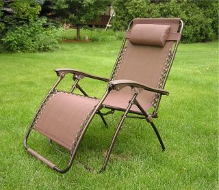 Extra Wide Zero Gravity Lawn Chair Brown Patio Recliner