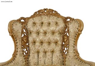 Antique Early 20th Century Louis French XV Tufted Living Room Wing Chair
