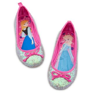 New  Silver Elsa Anna Sequin Ballet Flats Shoes Frozen All Szs