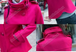 Korea Women Lady Fashion Single Breasted Turtleneck Wool Jacket Coat Outwear