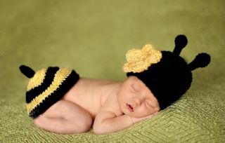 2013 Baby Infant Newborn Knit Costume Photography Prop Cute Bee Crochet Hat Set