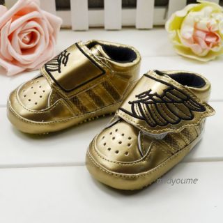 Baby Boy Infant Toddler Gold Wing Soft Sole Sneakers Crib Shoes Age 3 18 Months