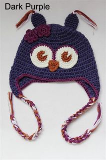 Cute Handmade Baby Toddler Owl Hat Beanie New Dark Purple 2 3Year Photo Prop