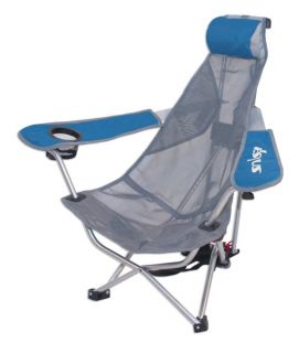 Kelsyus Mesh Folding Backpack Beach Chair w Headrest Blue Gray 80403