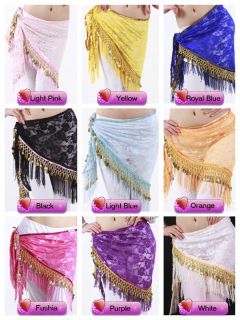 New Belly Dance Costume Lace Hip Scarf Wrap Skirt 9Colours