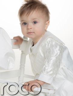Baby Boys Ivory Romper Tail Quilted Suit Christening Baptism Wedding Suit