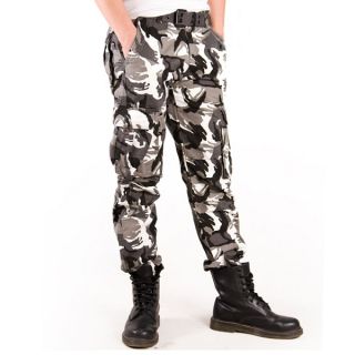Mens Boys Military Army Cargo Camo Combat Slacks Work Camouflage Pants Trousers