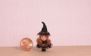 OOAK Miniature Halloween Witch Baby Doll Liddle Kiddle Dollhouse Handmade Artist