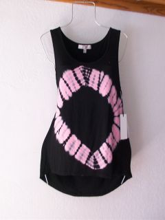 New $49 Long Black Pink White Tie Dye Boho Rayon Shirt Tank Top 8 10 M Medium