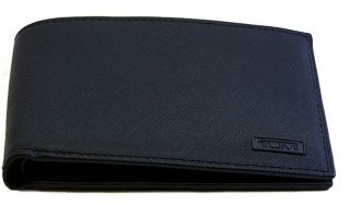 Tumi Black Leather Mens Wallet Double Billfold Credit Card Holder Bifold Wallet