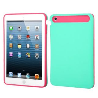 Teal Hot Pink Hard Soft Silicone Gel Credit Card Wallet Case Apple iPad Mini 4G