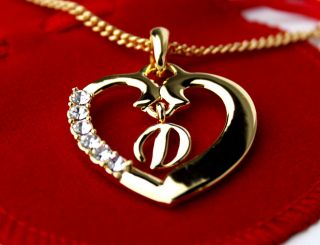 Name Necklace Initial Love Heart Pendant Letter D 18K Gold Plated Birthday Gifts