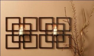 Transitional Wrought Iron Square Wall Candle Sconce S2