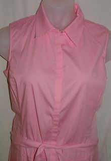 Tahari Pink Shirt Dress Womens Size 12 Long Sleeveless Snap Front