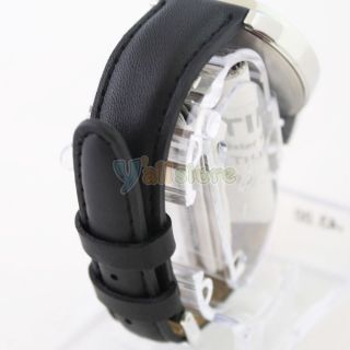 Men Timex T2N370 Leather Band Indiglo Quartz Analog Display Wrist Watch Black
