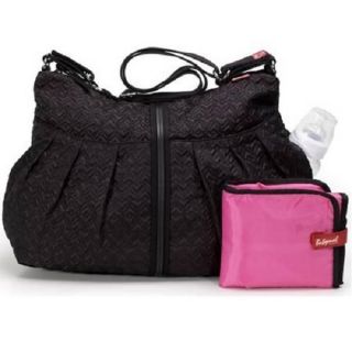 New Storksak Baby Mel Amanda Quilted Black Designer Slouchy Hobo Diaper Bag
