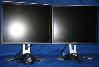 Matched Pair Dell UltraSharp 1908FP Silver 19 inch Flat Panel LCD Monitors Dual 0884116001966