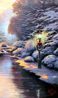 Christmas Evening 18x24 P P Framed Limited Thomas Kinkade Canvas Oil Paintings