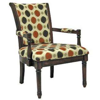 Modern Accent Chair Cherry Finish Wood Frame Living Room Furniture Polka Dots