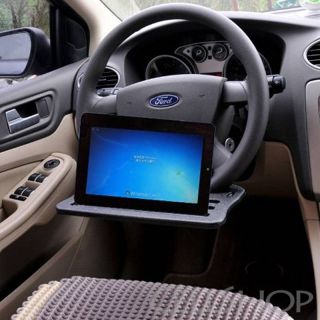 Car Truck Steering Wheel Laptop iPad Travel Desk Beverage Holder Food Tray Black