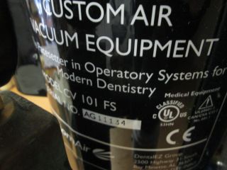 Dental EZ Custom Air Model CV 101 FS Dental Vacuum Pump Filter 1HP 2 Users