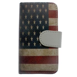 iPhone 4 4S Premium Vintage USA American Flag Wallet Credit Card Holder Case