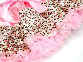 One Set Baby Girl Pink Leopard Petti Rosettes Top Skirt 2 3 4 Years