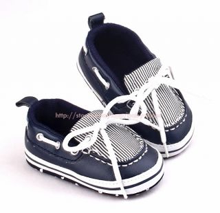 Toddler Baby Boy Navy Boat Shoes Crib Sneaker Size 0 6 6 12 12 18 Months