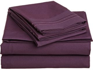 1500 Thread Count Egyptian Comfort Soft 4 Piece Purple King Size Sheet Set