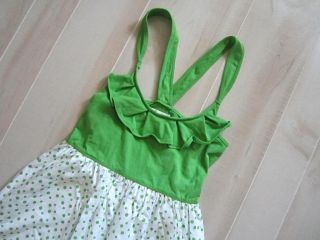 Abercrombie and Fitch Bright Green Ruffle Polka Dot Logo Summer Dress L