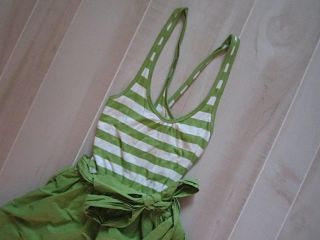 Hollister Abercrombie Green and White Striped Color Block Logo Dress XS Summer