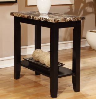 New Linda Faux Marble Top Walnut Dark Cherry Black Wood Night Stand Side Table