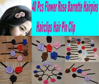 40 Pcs Girls Ladies Rose Flower Hair Pin Clip Barrettes USA Fast Shipping
