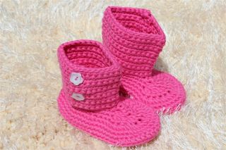 Cute Handmade Knit Cotton Crochet Girl Baby Boots Shoes Newborn Photo Props New