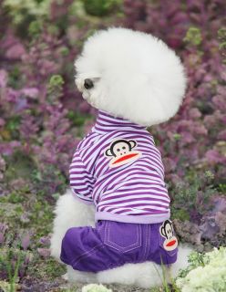 Dog Pet Cat Clothes New Super Cute Monkey Style Dog Pet T Shirt Sz XS s M L XL