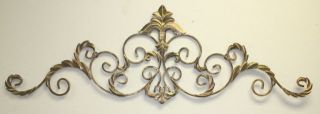 Tuscan Iron Metal Gold Scrolling Acanthus 47" Hanging Wall Grille Swag Topper