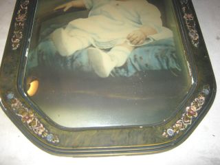 Antique Convex Glass Wood Picture Baby Chair Photo Home Oil Painting Wall Frame