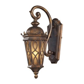 1 Light Outdoor Lantern Sconce in Hazlenut Bronze and Amber Scavo Glass