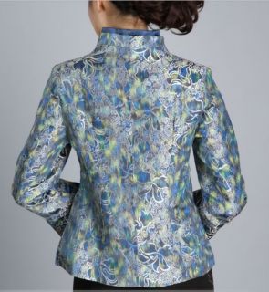 Blue Purple Chinese Women's Style Silk Jacket Coat Sz 8 10 12 14 16