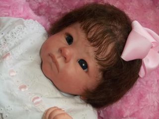 Adorable Andi Awake w COA Human Hair Cradle Kit Linda Murray Reborn Baby With